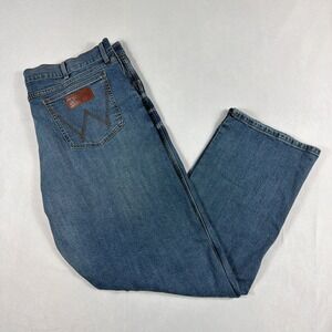 Wrangler Retro Relaxed Bootcut Denim Jeans 42x32 Medium Wash Stretch Cotton Mens